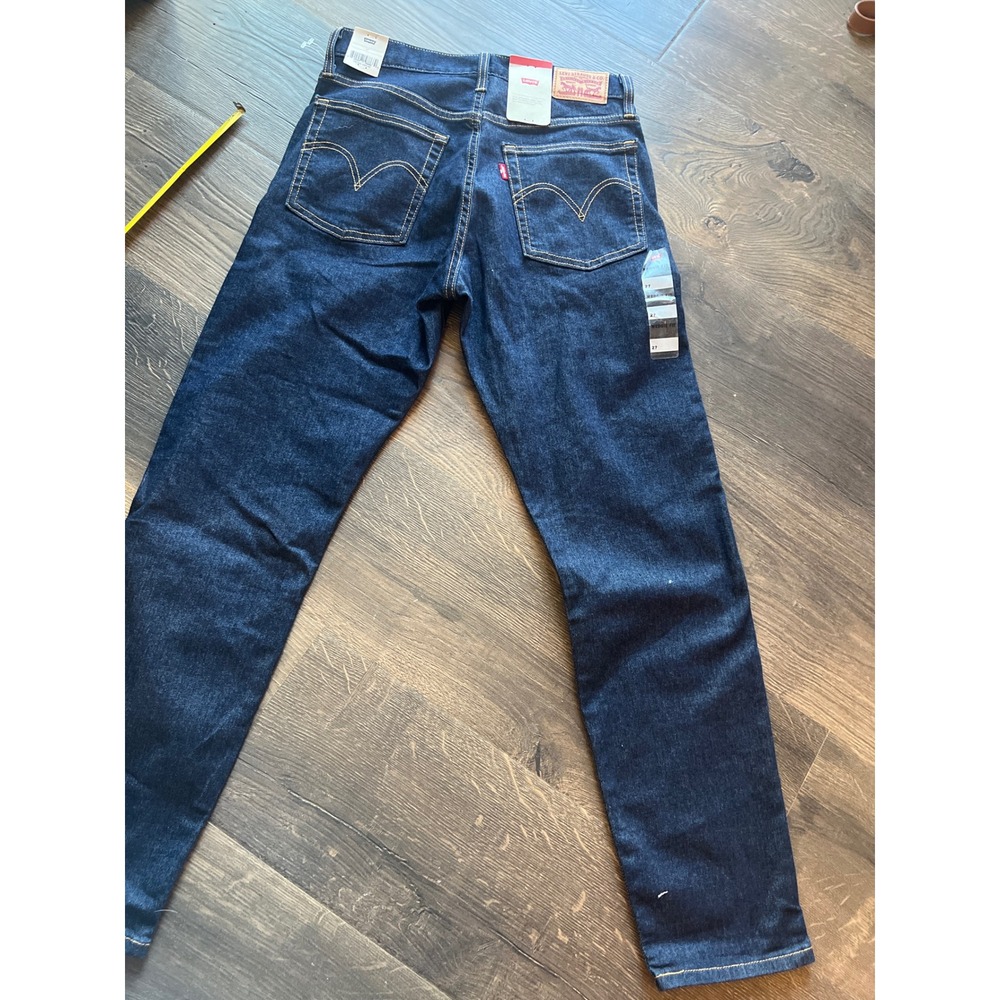 Levis Wedgie Fit Straight Leg Jeans Dark Indigo Blue High Rise Denim size 27 - Picture 2 of 8
